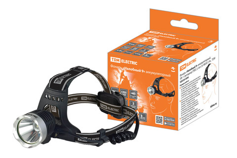 Фонарь «Налобный 9» аккумуляторный, 5Вт 1 светодиод CREE, Li-Ion 2x18650 2 Ач,  TDM Фонарь «Налобный 9» аккумуляторный, 5Вт 1 светодиод CREE, Li-Ion 2x18650 2 Ач,  TDM