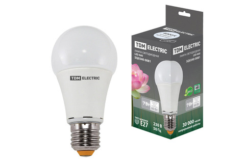 Лампа светодиодная А60 - 7 Вт-220 В -4000 К–E27 TDM Лампа светодиодная А60 - 7 Вт-220 В -4000 К–E27 TDM