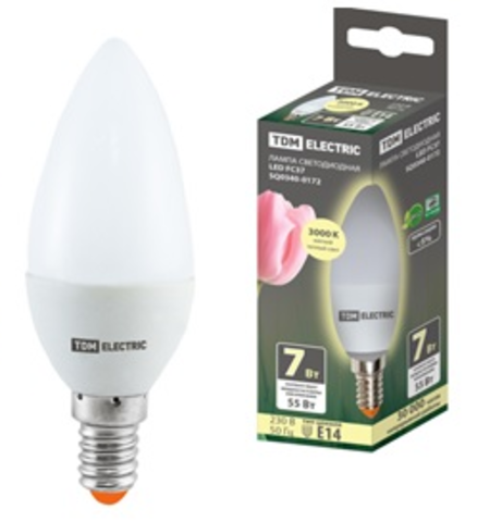 Лампа светодиодная FС37-7 Вт-230 В -3000 К–E14 TDM Лампа светодиодная FС37-7 Вт-230 В -3000 К–E14 TDM