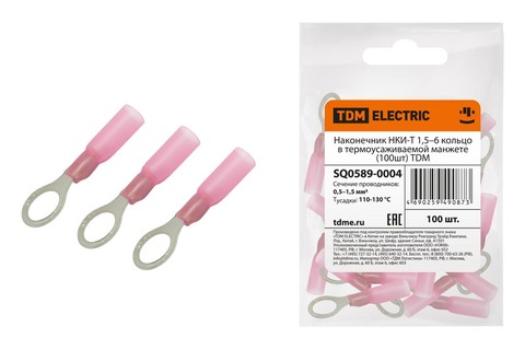 Наконечник НКИ-Т 1,5–6 кольцо в термоусаживаемой манжете (100шт) TDM Наконечник НКИ-Т 1,5–6 кольцо в термоусаживаемой манжете (100шт) TDM