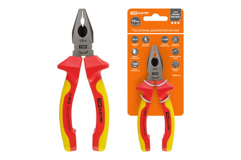 Пассатижи диэлектрические, 160 мм, 1000 В, CR-V, «ЭкспертЭлектрик» TDM Пассатижи диэлектрические, 160 мм, 1000 В, CR-V, «ЭкспертЭлектрик» TDM