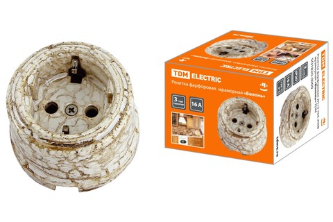 Розетка фарфоровая 2П+З 16А 250В черная «Болонь» TDM Розетка фарфоровая 2П+З 16А 250В черная «Болонь» TDM